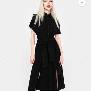 Disturbia Hattie Shirt Sleeve Tie Waist Shirt Dress, GRUNGE